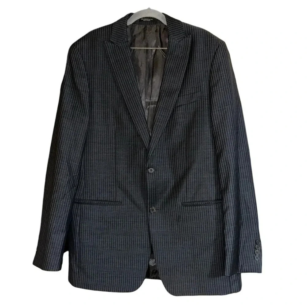 John Varvatos Gray Striped Wool Blazer Suit Jacket Size 40L